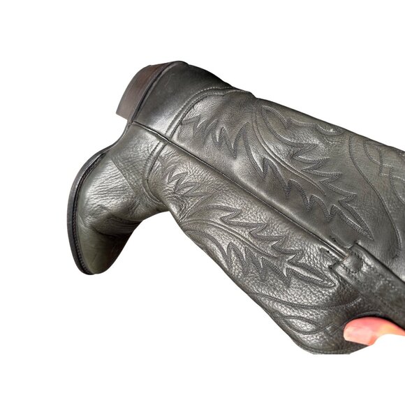 Vtg Nocona Leather Western Cowgirl Boots flame Stitching S 71/2 Rodeo chore USA - Picture 8 of 16